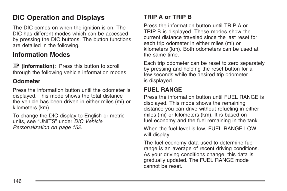 Dic operation and displays | Pontiac 2007 Solstice User Manual | Page 146 / 396