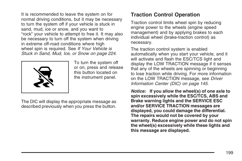 Traction control operation | Pontiac 2007 Solstice User Manual | Page 199 / 396