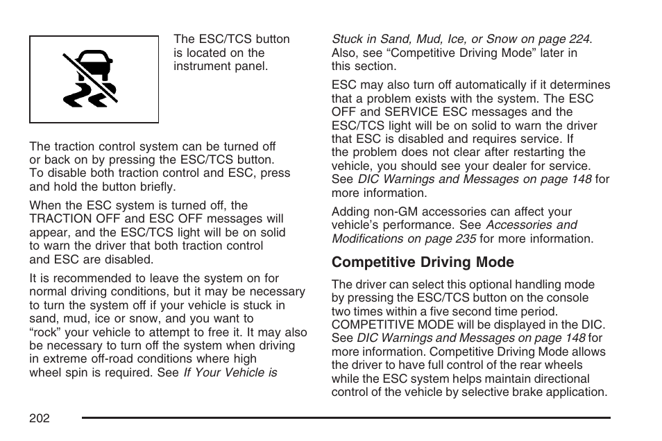 Competitive driving mode | Pontiac 2007 Solstice User Manual | Page 202 / 396