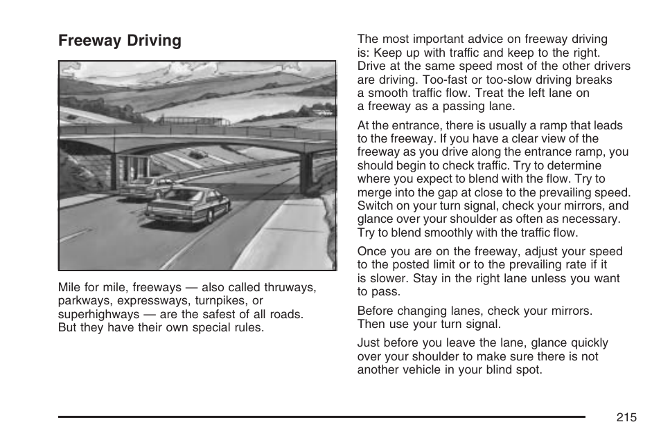 Freeway driving | Pontiac 2007 Solstice User Manual | Page 215 / 396