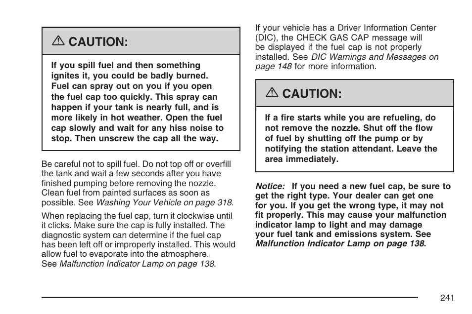 Caution | Pontiac 2007 Solstice User Manual | Page 241 / 396