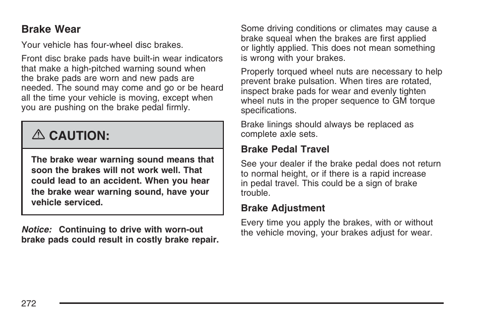 Caution | Pontiac 2007 Solstice User Manual | Page 272 / 396