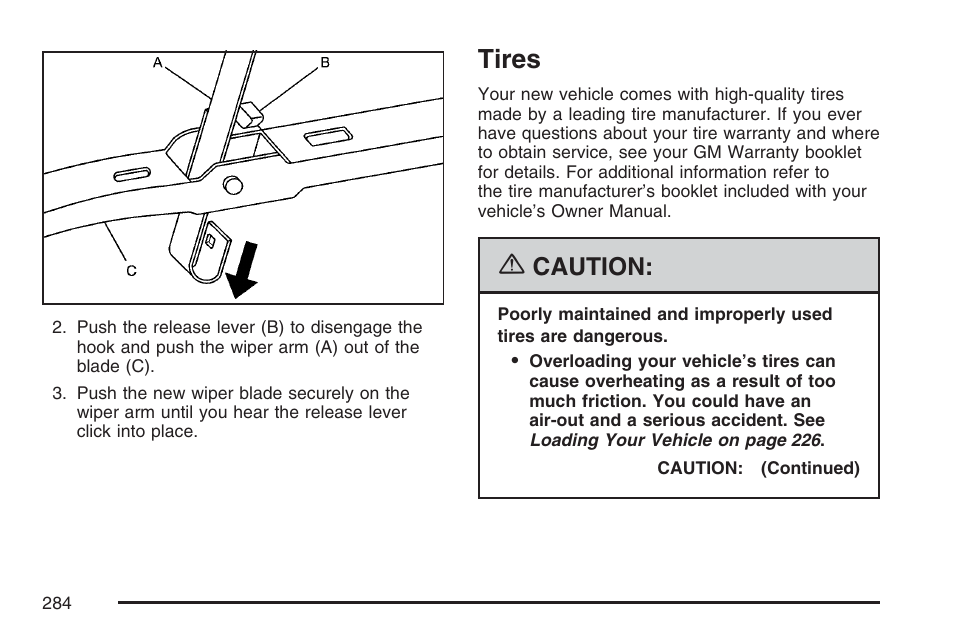 Tires, Caution | Pontiac 2007 Solstice User Manual | Page 284 / 396