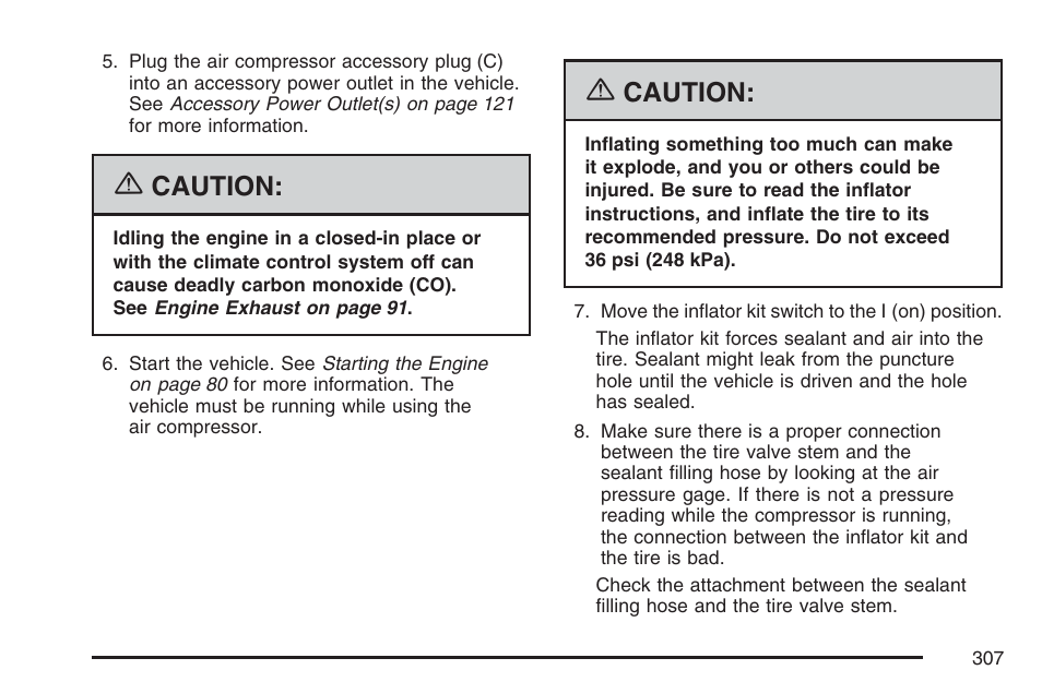 Caution | Pontiac 2007 Solstice User Manual | Page 307 / 396
