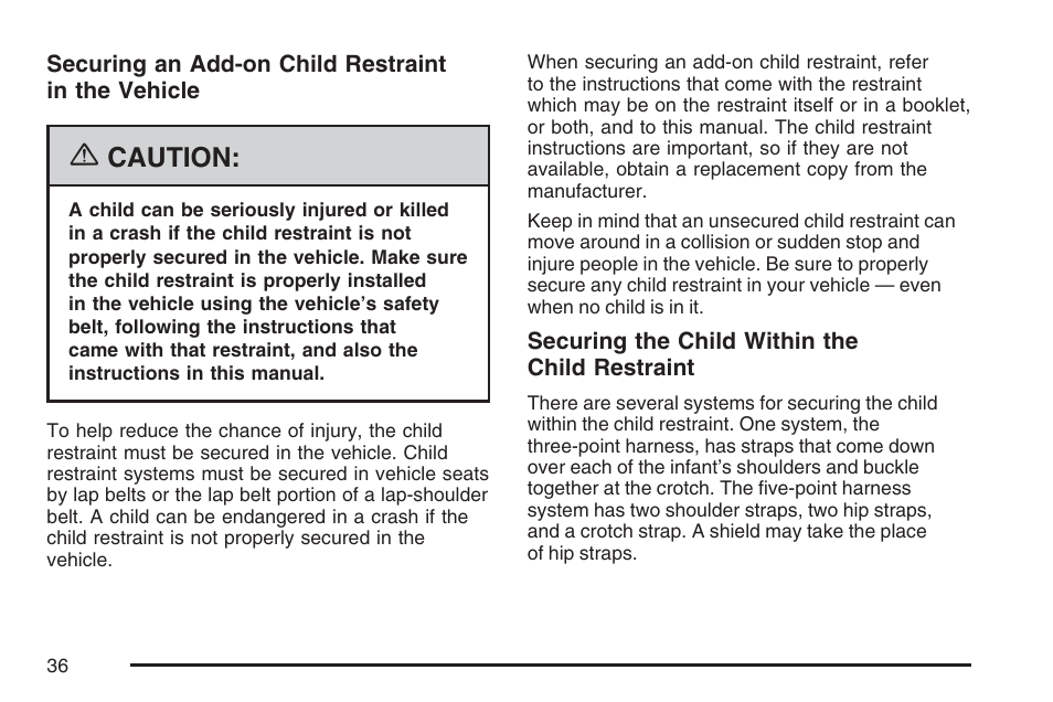 Caution | Pontiac 2007 Solstice User Manual | Page 36 / 396