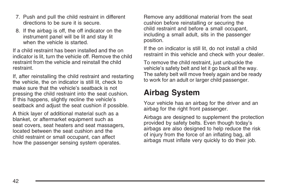 Airbag system | Pontiac 2007 Solstice User Manual | Page 42 / 396