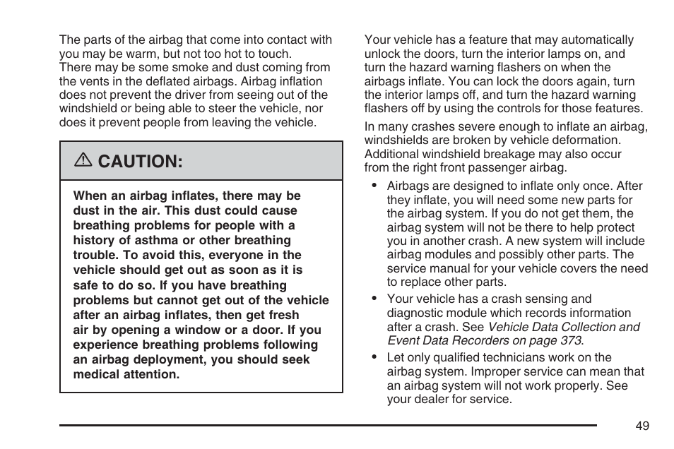 Caution | Pontiac 2007 Solstice User Manual | Page 49 / 396