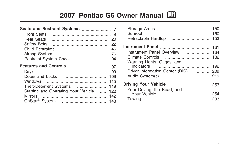 Pontiac 2007 G6 User Manual | 486 pages