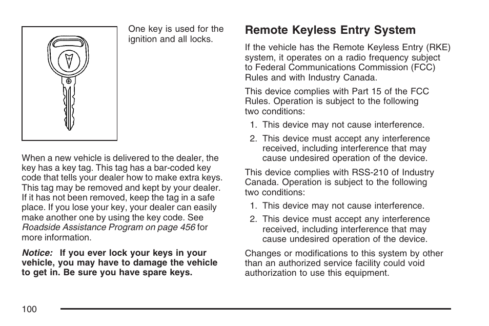 Remote keyless entry system | Pontiac 2007 G6 User Manual | Page 100 / 486