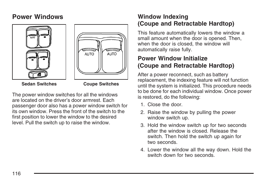 Power windows | Pontiac 2007 G6 User Manual | Page 116 / 486