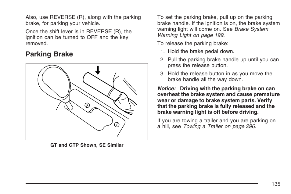 Parking brake | Pontiac 2007 G6 User Manual | Page 135 / 486