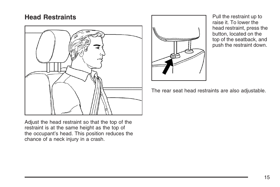 Head restraints | Pontiac 2007 G6 User Manual | Page 15 / 486