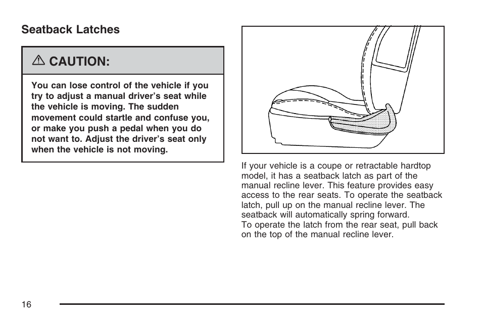 Seatback latches | Pontiac 2007 G6 User Manual | Page 16 / 486