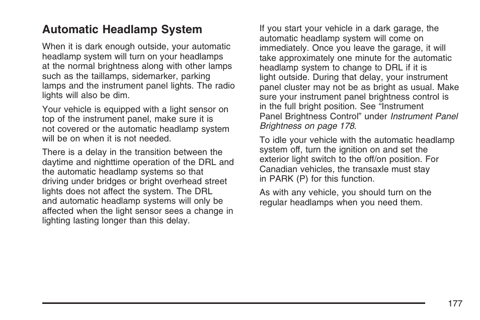 Automatic headlamp system | Pontiac 2007 G6 User Manual | Page 177 / 486