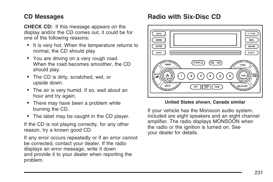 Radio with six-disc cd | Pontiac 2007 G6 User Manual | Page 231 / 486