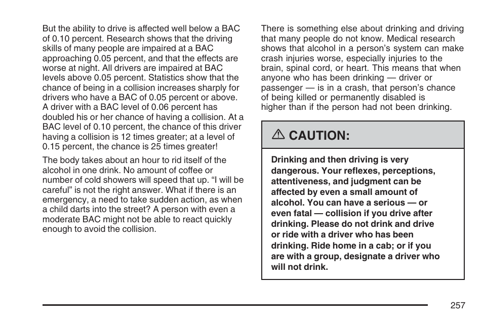 Caution | Pontiac 2007 G6 User Manual | Page 257 / 486