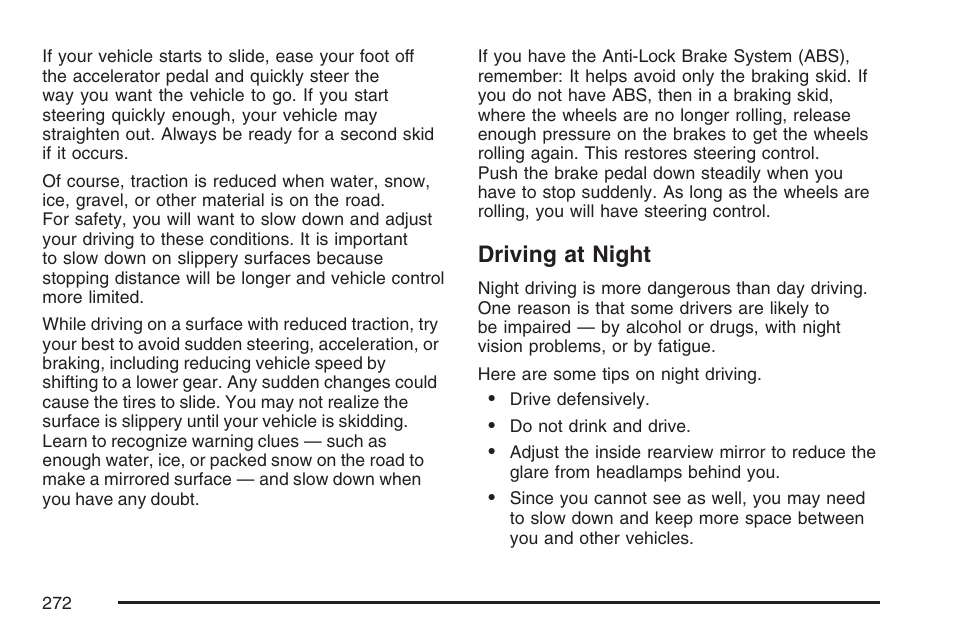 Driving at night | Pontiac 2007 G6 User Manual | Page 272 / 486