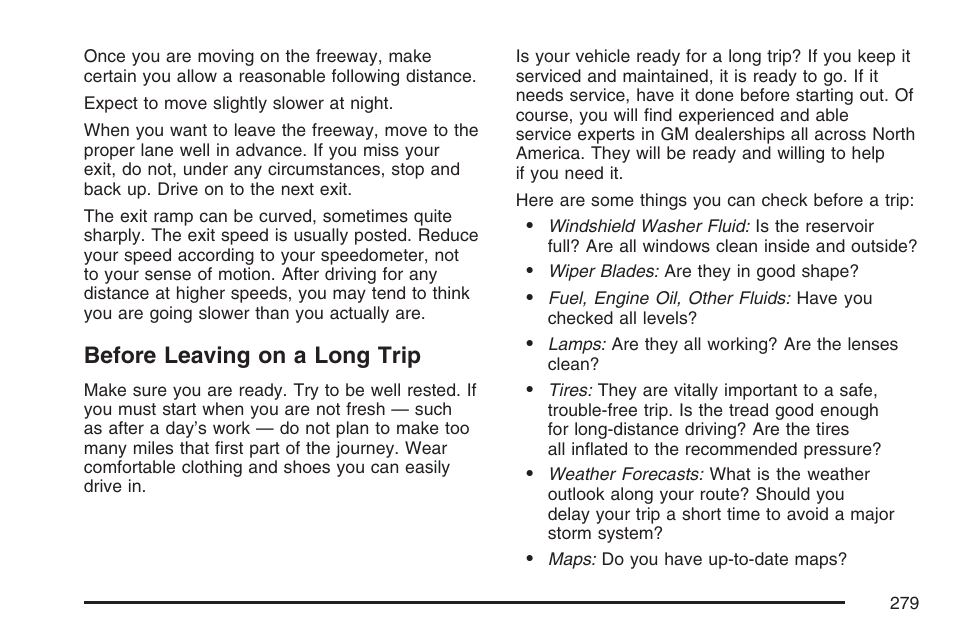 Before leaving on a long trip | Pontiac 2007 G6 User Manual | Page 279 / 486