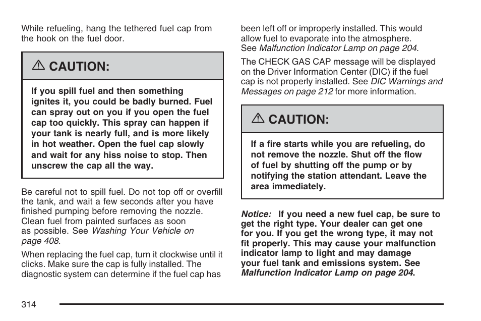 Caution | Pontiac 2007 G6 User Manual | Page 314 / 486