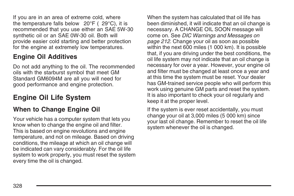 Engine oil life system | Pontiac 2007 G6 User Manual | Page 328 / 486