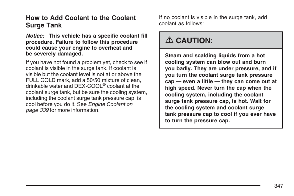 Caution | Pontiac 2007 G6 User Manual | Page 347 / 486