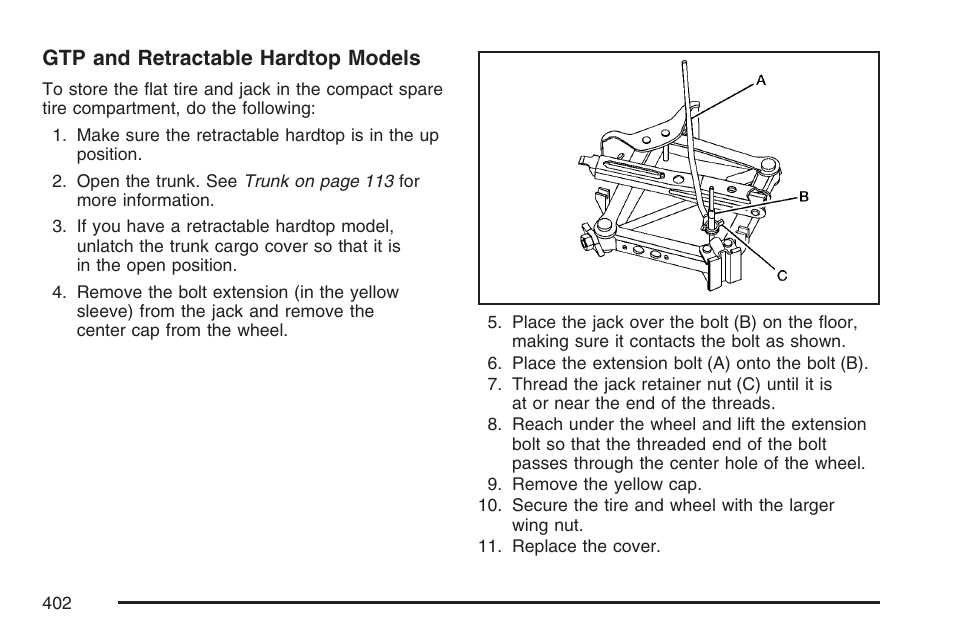 Gtp and retractable hardtop models | Pontiac 2007 G6 User Manual | Page 402 / 486