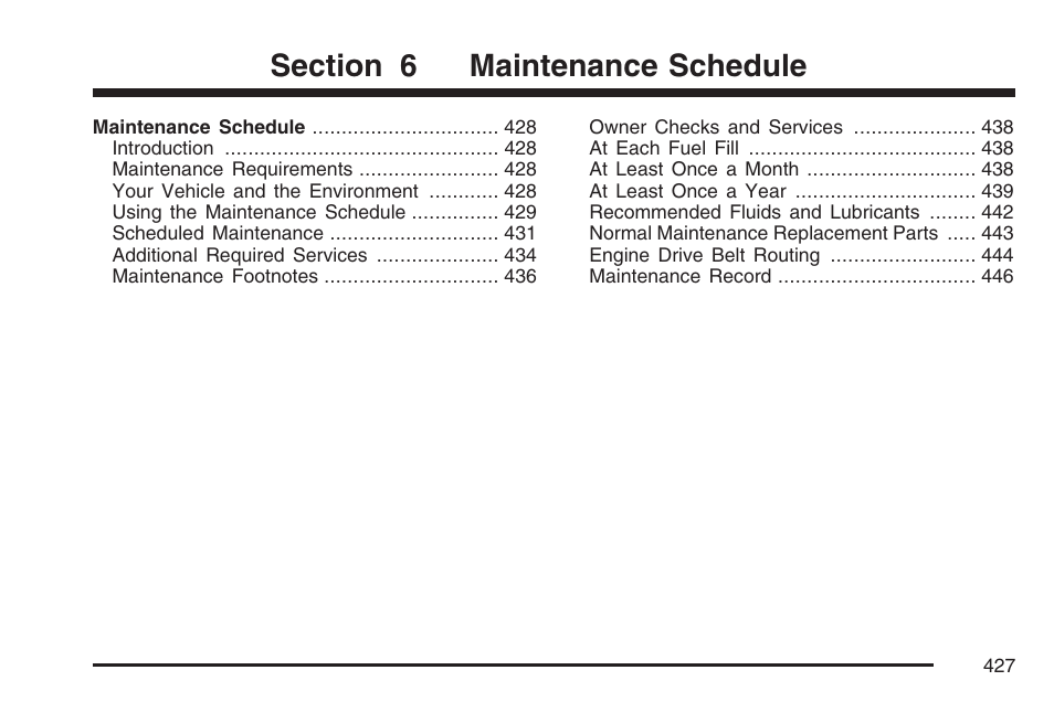 Maintenance schedule | Pontiac 2007 G6 User Manual | Page 427 / 486