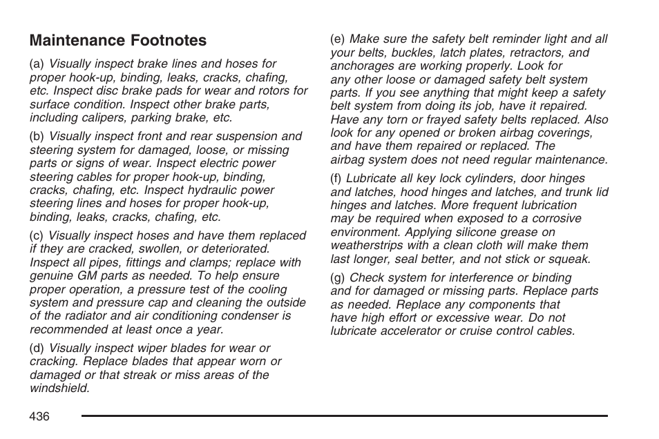 Maintenance footnotes | Pontiac 2007 G6 User Manual | Page 436 / 486