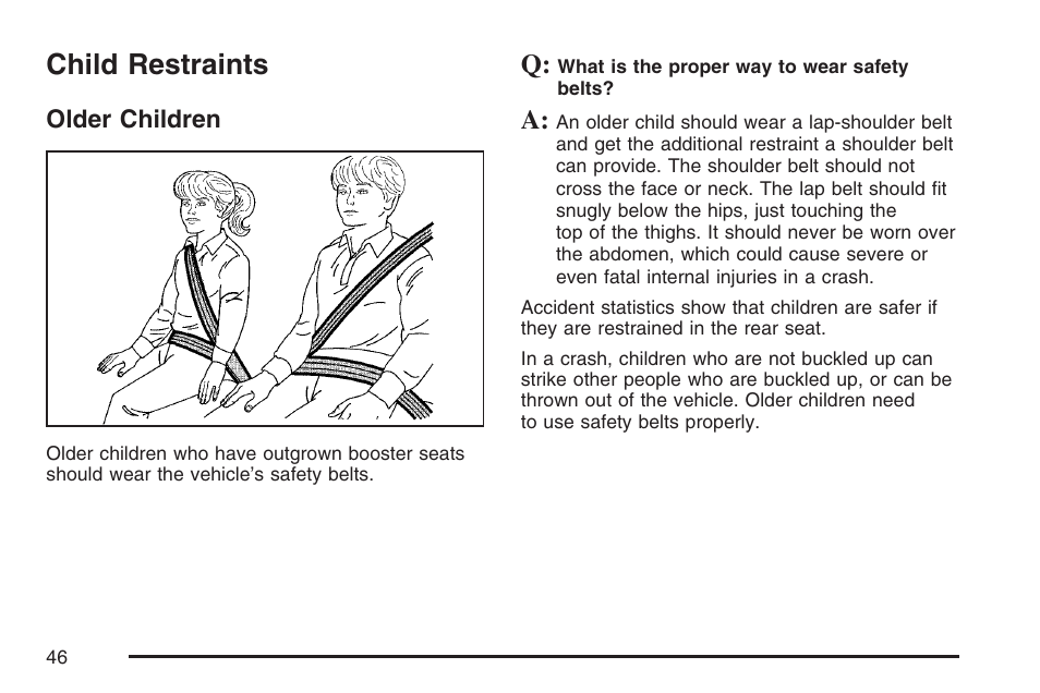 Child restraints, Older children | Pontiac 2007 G6 User Manual | Page 46 / 486
