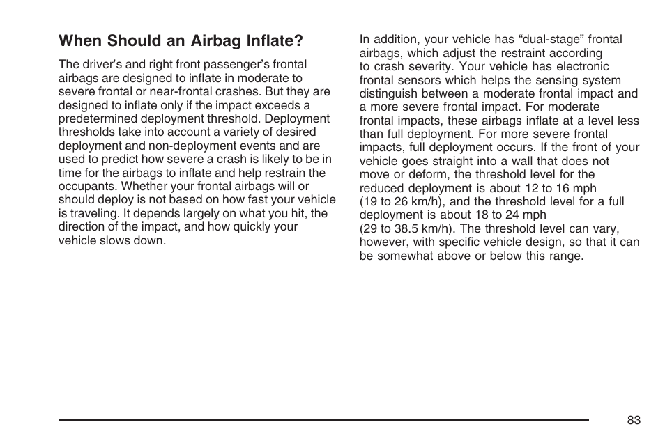 When should an airbag inflate | Pontiac 2007 G6 User Manual | Page 83 / 486