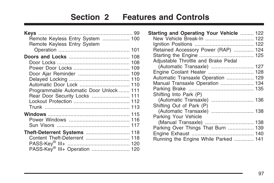 Features and controls | Pontiac 2007 G6 User Manual | Page 97 / 486