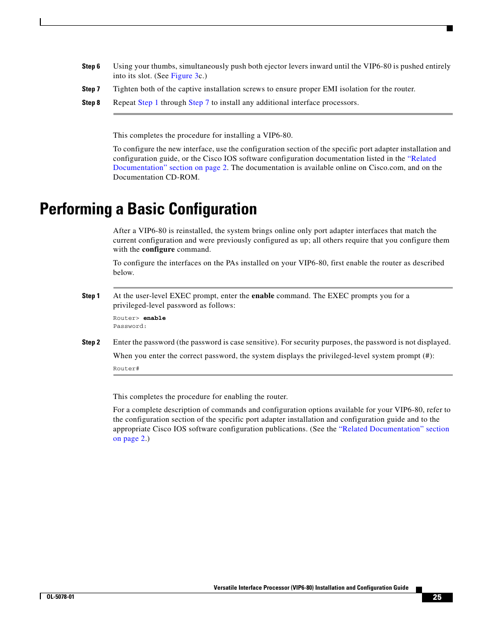 Performing a basic configuration | Cisco (VIP6-80) User Manual | Page 25 / 40