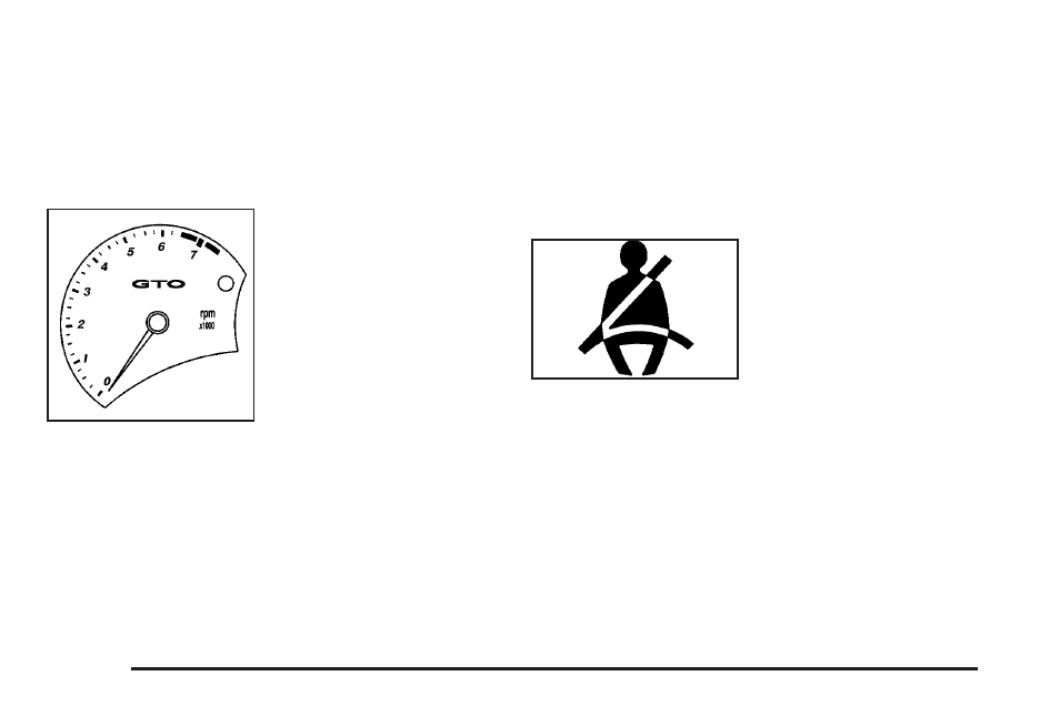 Speedometer, Tachometer, Safety belt reminder light | Pontiac 2005 GTO User Manual | Page 118 / 318