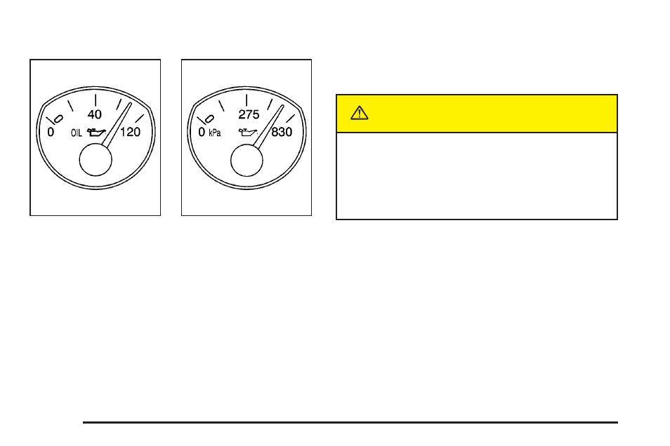 Oil pressure gage (v8 engine), Oil pressure gage (v8 engine) -52, Caution | Pontiac 2005 Bonneville User Manual | Page 164 / 438