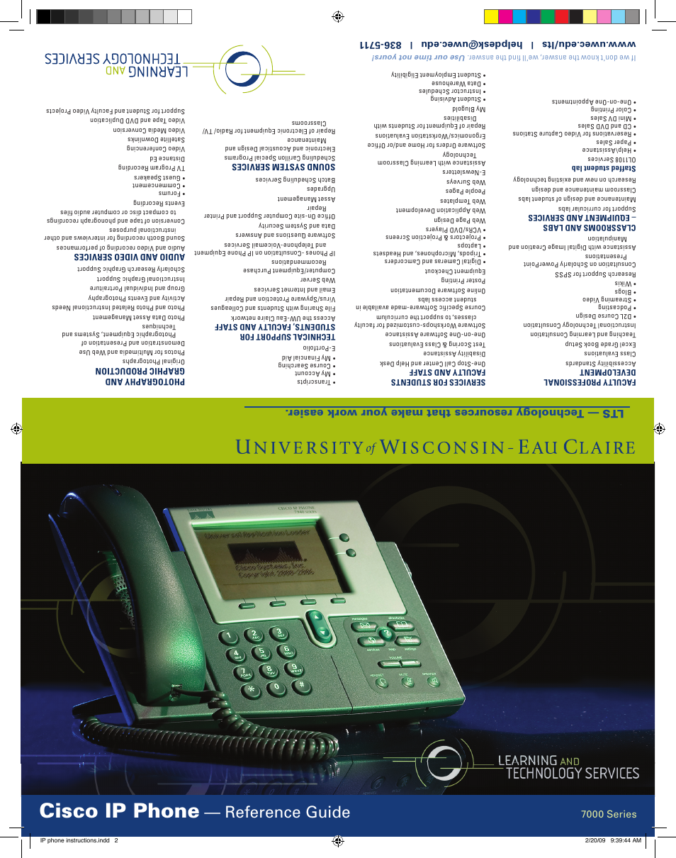Cisco ip phone, Reference guide, 7000 series | Cisco 7000 User Manual | Page 2 / 2