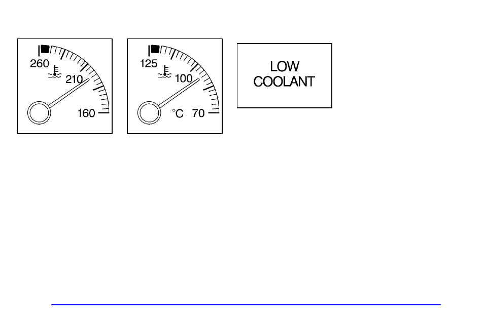 Engine coolant temperature gage, Low coolant warning light | Pontiac 2002 Grand Prix User Manual | Page 144 / 374