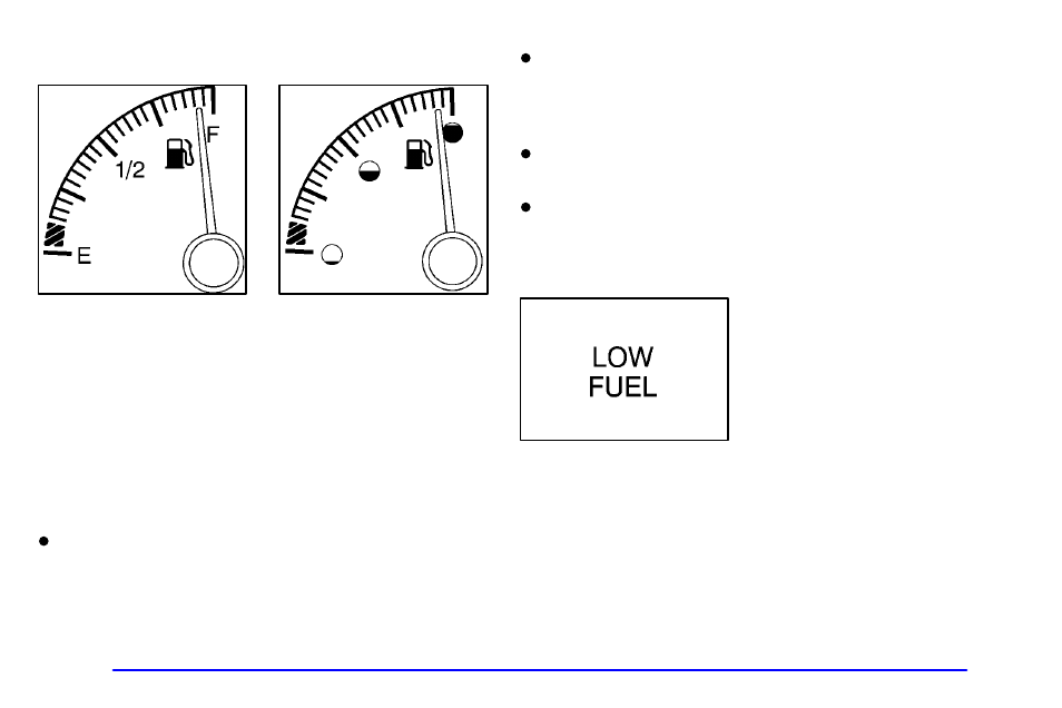 Fuel gage, Low fuel warning light | Pontiac 2002 Grand Prix User Manual | Page 150 / 374