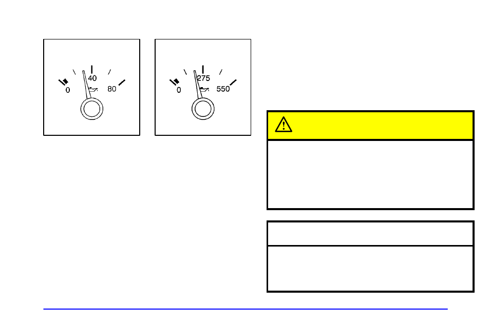 Oil pressure gage, Caution, Notice | Pontiac 2002 Firebird User Manual | Page 151 / 359