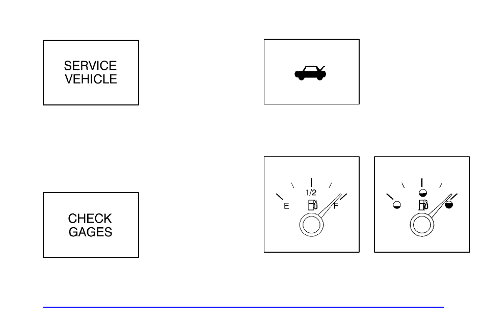 Service vehicle light, Check gages light, Hatch ajar light | Fuel gage | Pontiac 2002 Firebird User Manual | Page 153 / 359