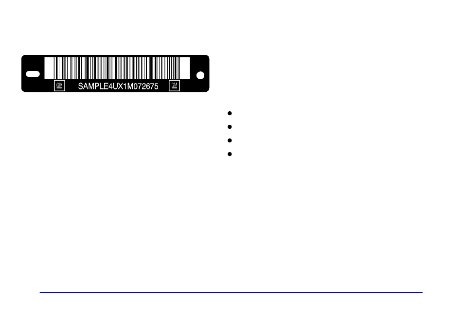 Vehicle identification number (vin), Engine identification, Service parts identification label | Pontiac 2002 Bonneville User Manual | Page 361 / 427