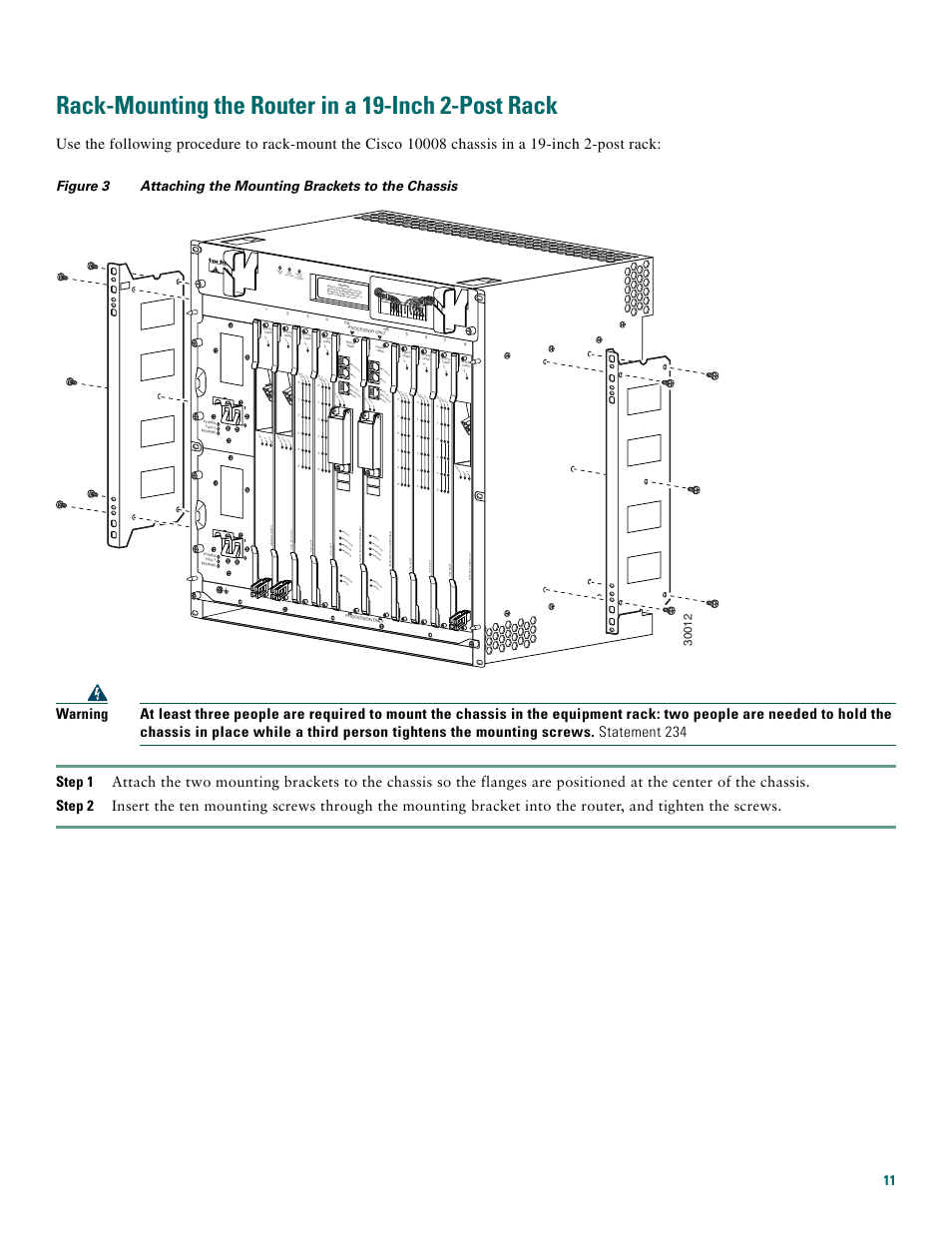 Rack-mounting the router in a 19-inch 2-post rack, Link tx rx f ail, Carrier alarm loop fa il | Fa il, Carrier tx rx fa il | Cisco 10008 User Manual | Page 11 / 48