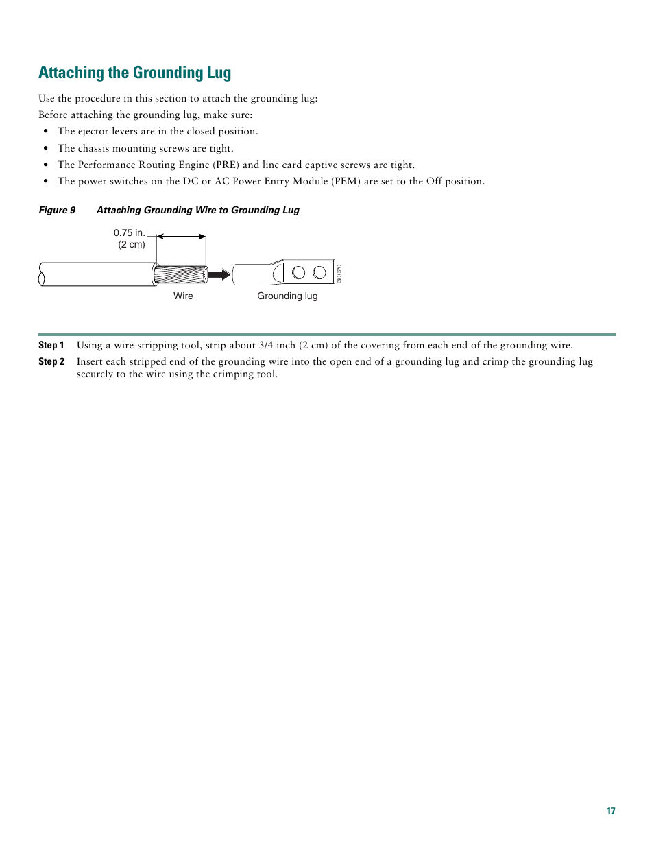 Attaching the grounding lug | Cisco 10008 User Manual | Page 17 / 48