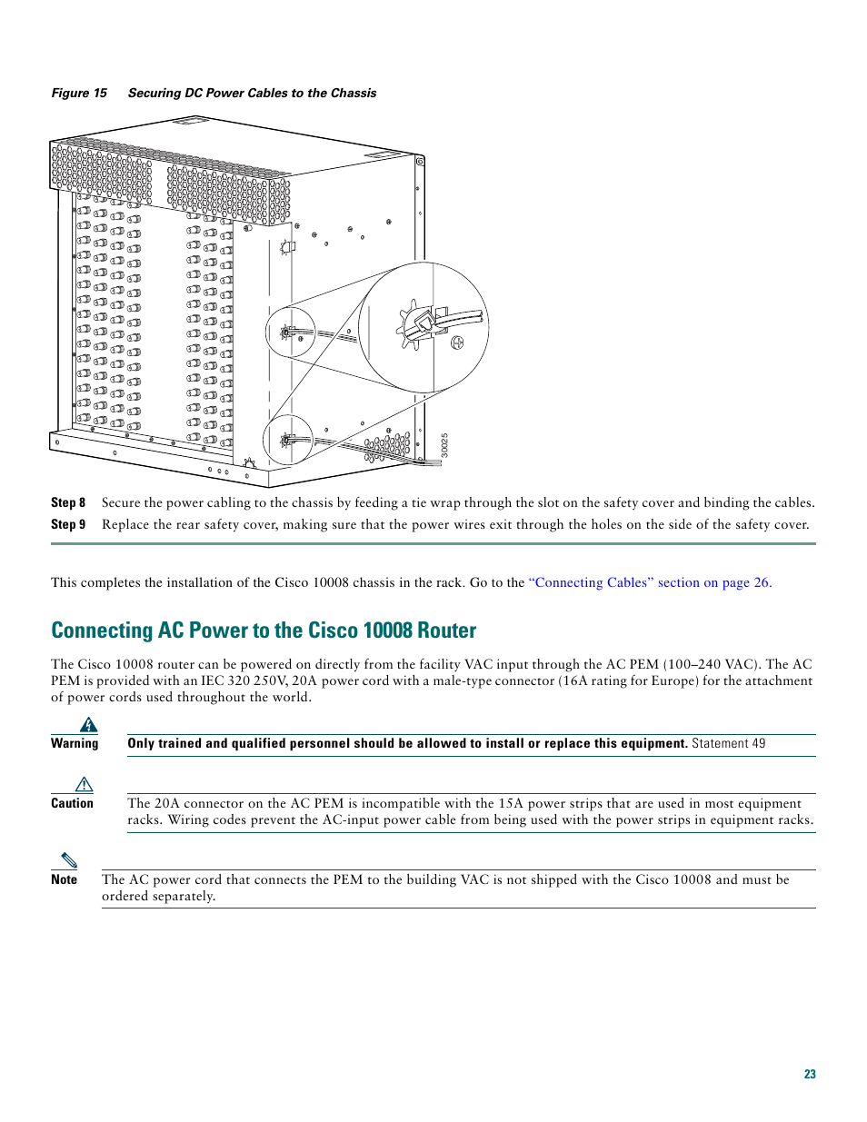 Connecting ac power to the cisco 10008 router, Go to the | Cisco 10008 User Manual | Page 23 / 48