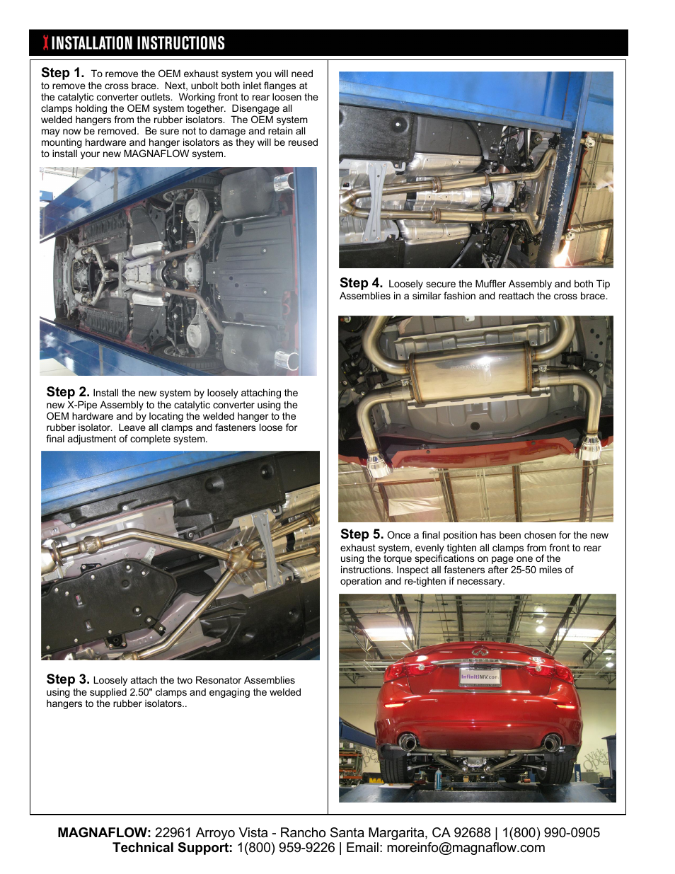 MagnaFlow INFINITI Q50 Stainless Cat-Back System PERFORMANCE EXHAUST User Manual | Page 2 / 2