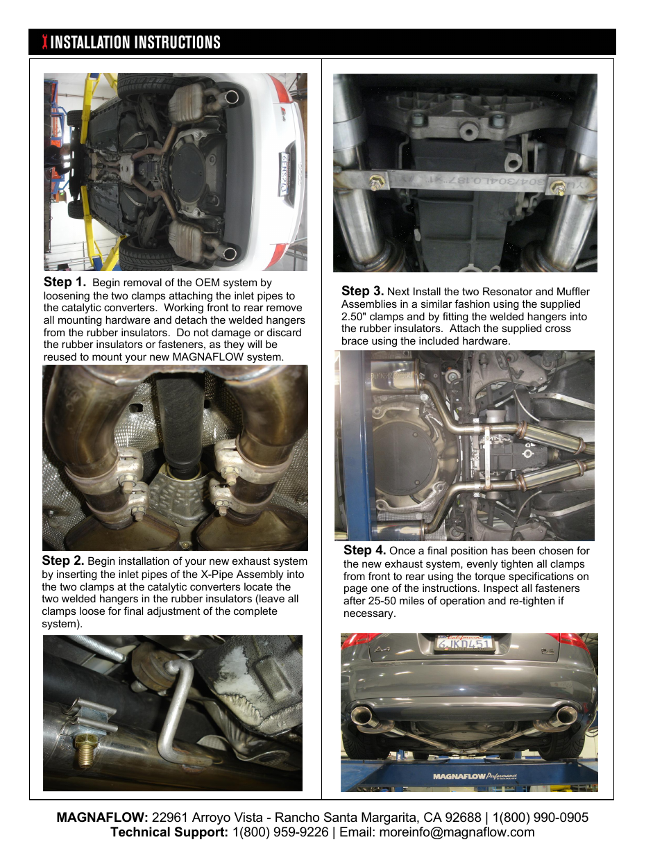 MagnaFlow AUDI A4 QUATTRO Stainless Cat-Back System PERFORMANCE EXHAUST User Manual | Page 2 / 2