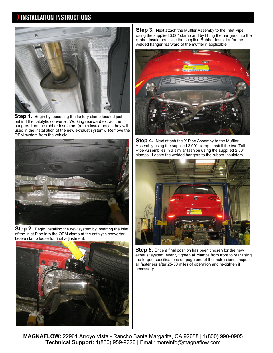 MagnaFlow VOLKSWAGEN GTI Stainless Cat-Back System PERFORMANCE EXHAUST User Manual | Page 2 / 2