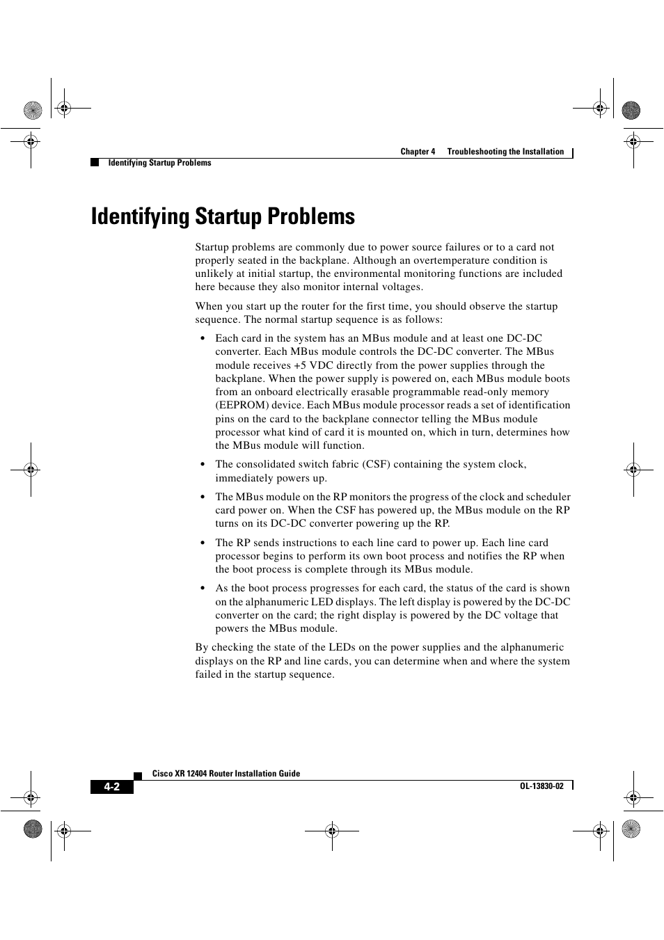 Identifying startup problems | Cisco XR 12404 User Manual | Page 100 / 178