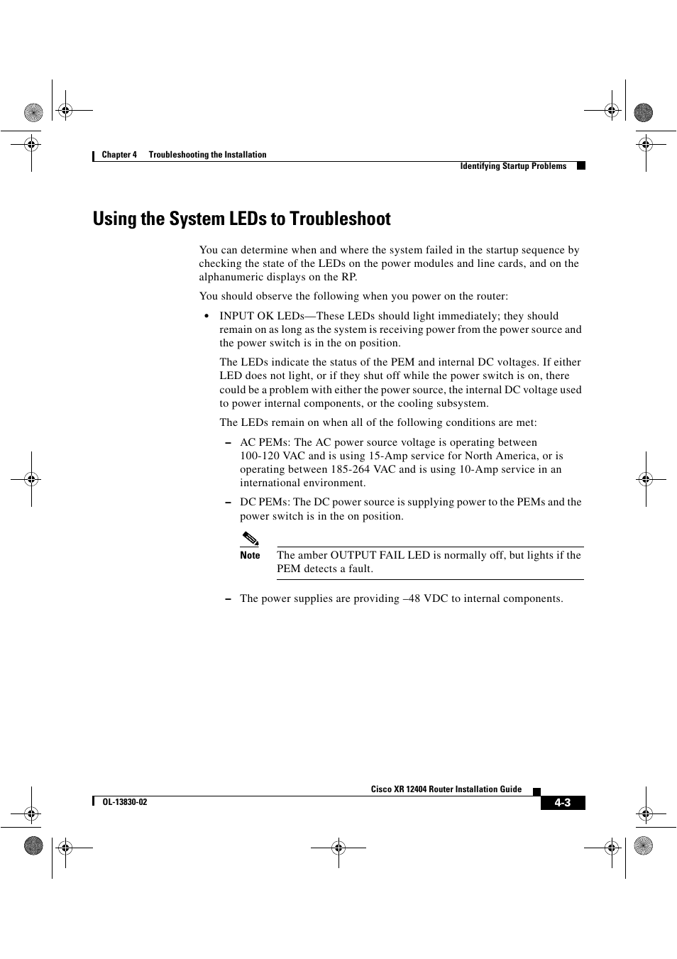 Using the system leds to troubleshoot | Cisco XR 12404 User Manual | Page 101 / 178