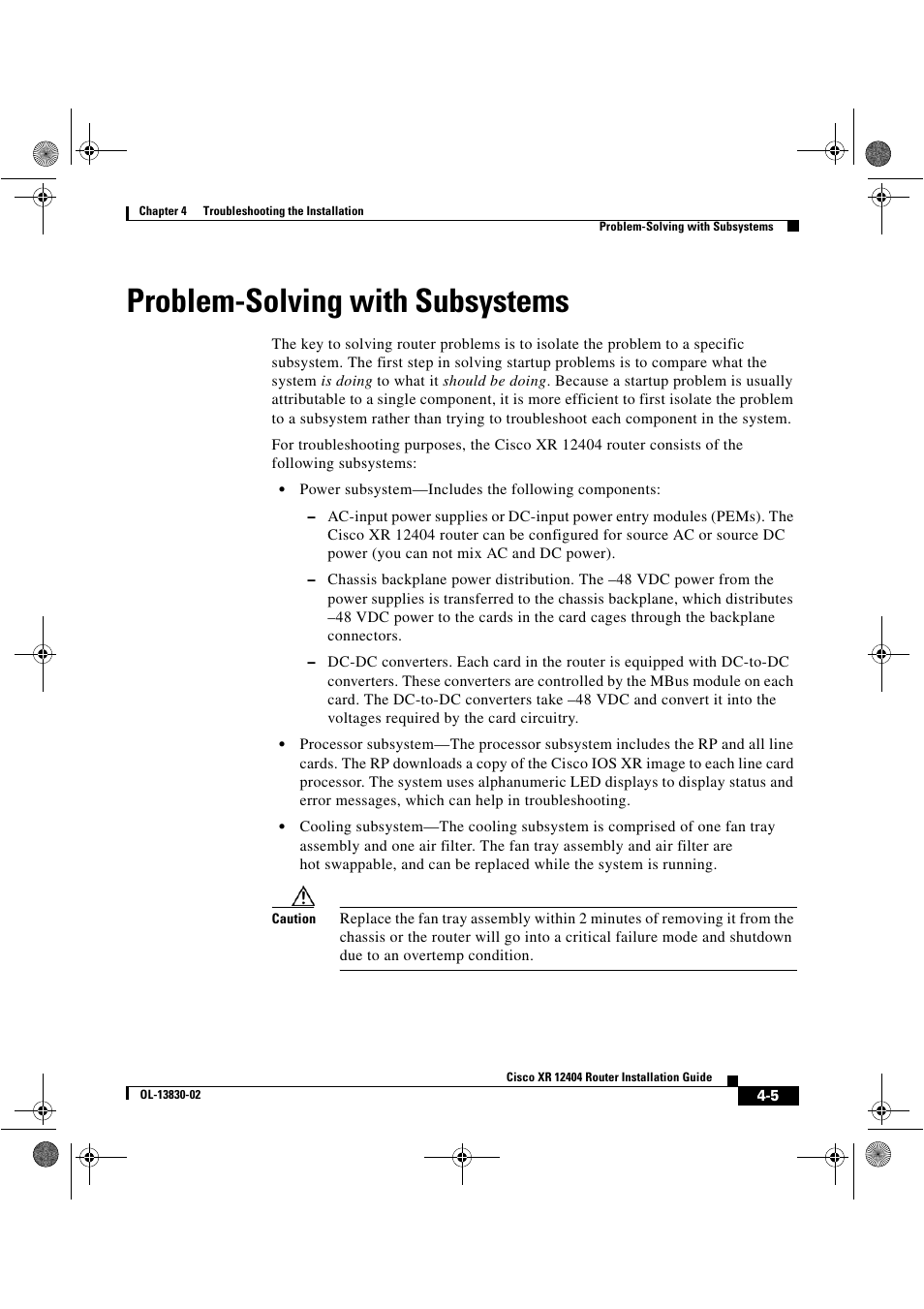 Problem-solving with subsystems | Cisco XR 12404 User Manual | Page 103 / 178