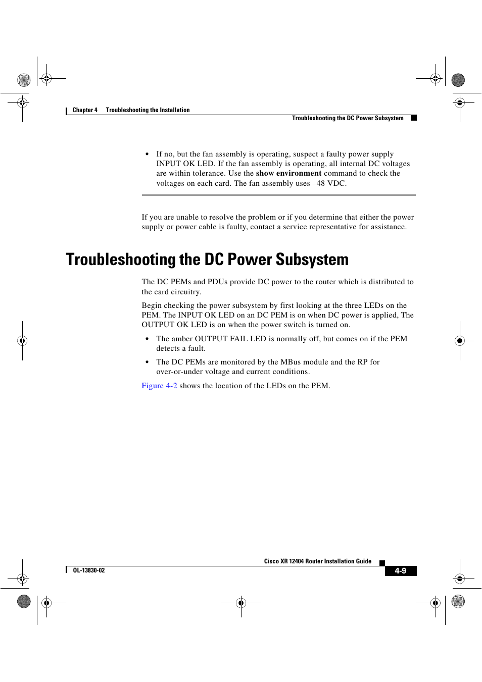 Troubleshooting the dc power subsystem | Cisco XR 12404 User Manual | Page 107 / 178